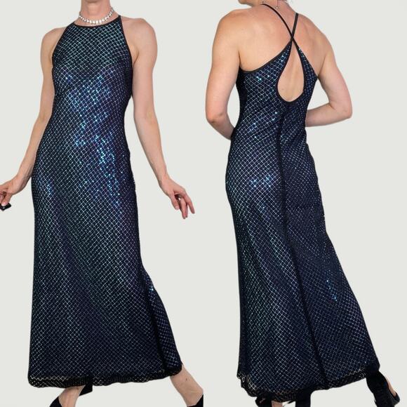 Rampage sequin mesh overlay maxi dress prom gown purple long hoco Y2K 90s S - Picture 3 of 14